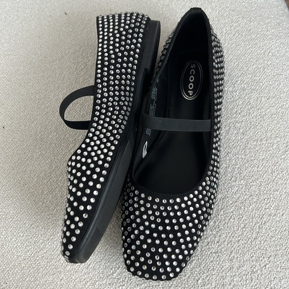 Scoop Studded Rhinestones Black Mary Jane Flats Size 10 New In Box - Picture 3 of 8